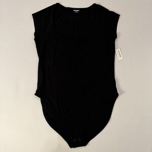 Old Navy Black Ribbed Bodysuit Sleeveless Square‎ Neck Womens XXL New